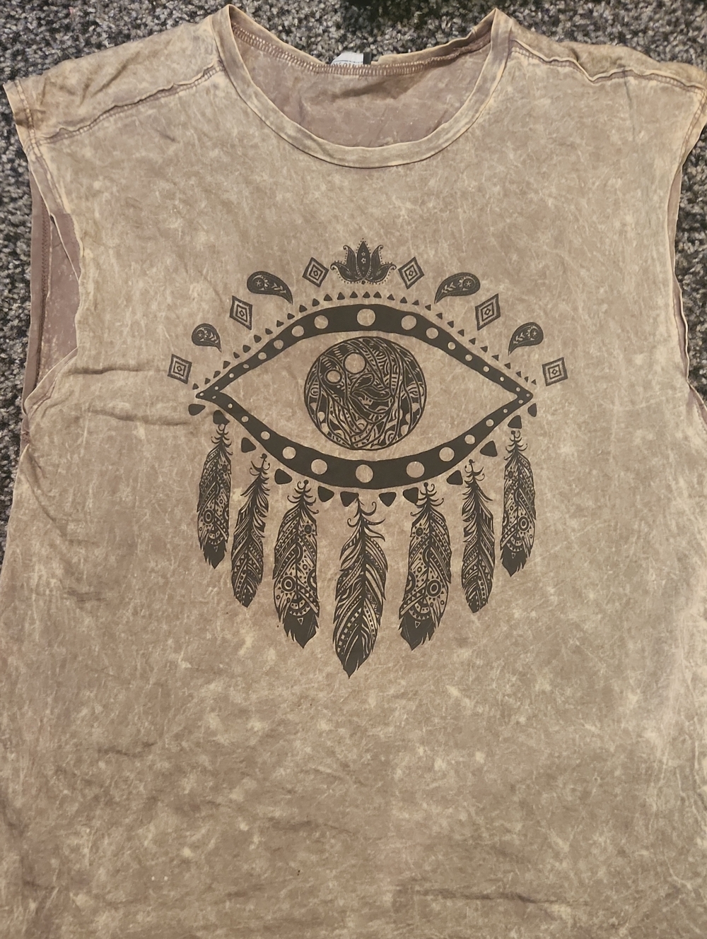Stonewash Dream Catcher Evil Eye Cut Off Tank